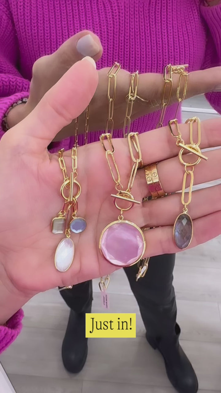 CIRCLE STONE TOGGLE NECKLACE
