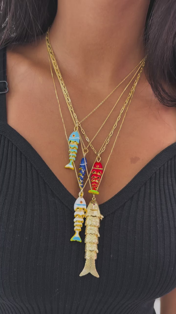 SINGLE ENAMEL FISH NECKLACE