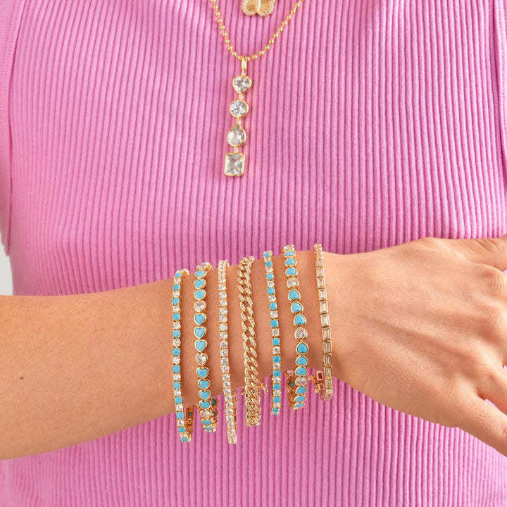 TURQUOISE &amp; DIAMOND TENNIS BRACELET