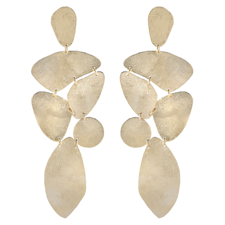 gold disc chandelier earrings