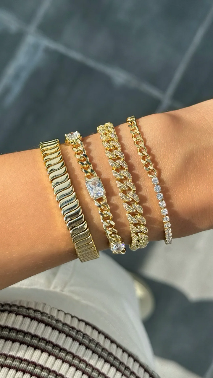 GOLD WAVE TENNIS BRACELET