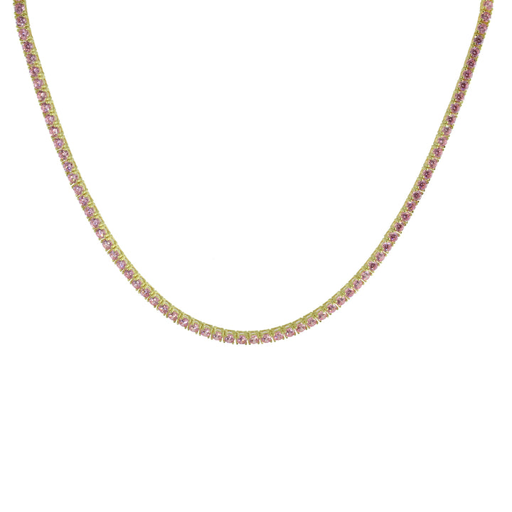 Baby pink tennis necklace