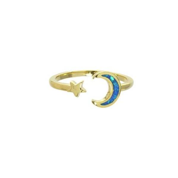 opal moon & star ring 