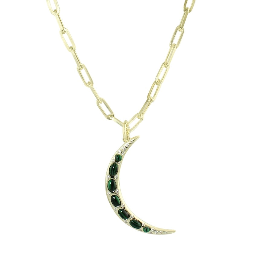 ENAMEL CRESCENT MOON LINK NECKLACE