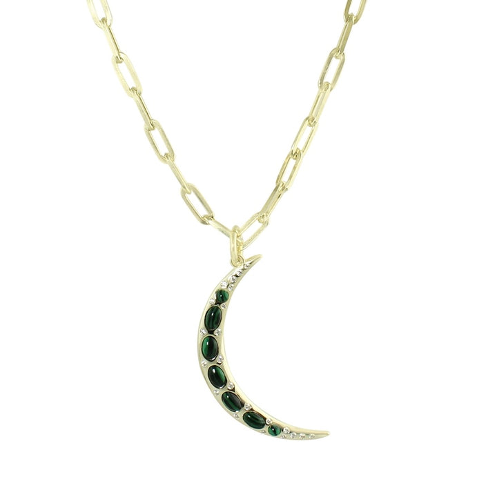 ENAMEL CRESCENT MOON LINK NECKLACE