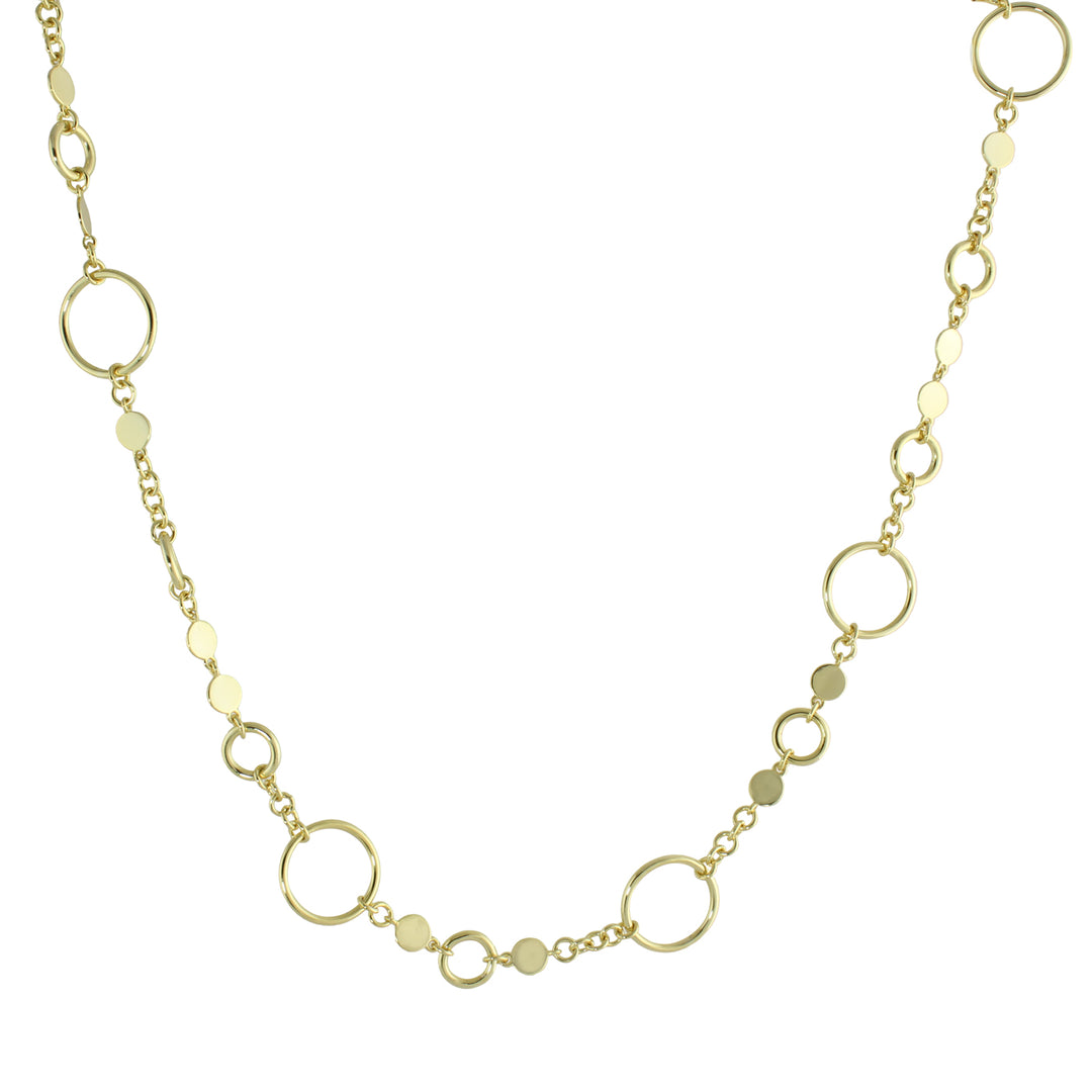 Gold circles and discs necklace