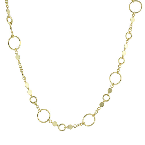 Gold circles and discs necklace