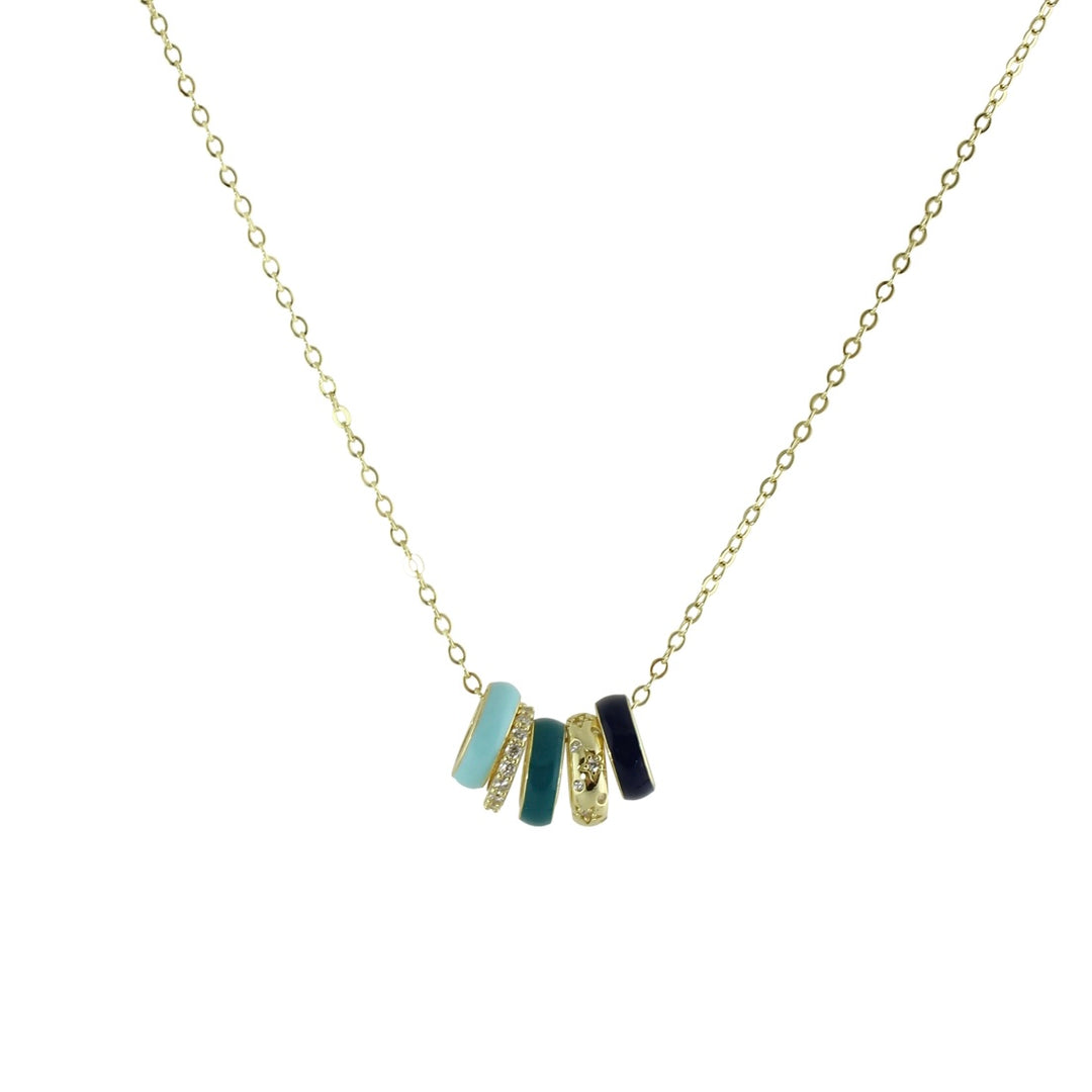 Multi mini enamel rings necklace