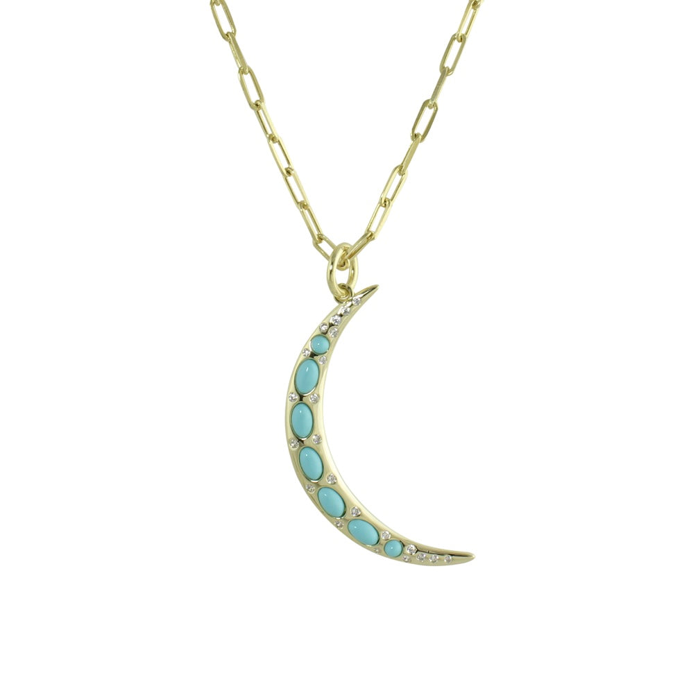 ENAMEL CRESCENT MOON LINK NECKLACE