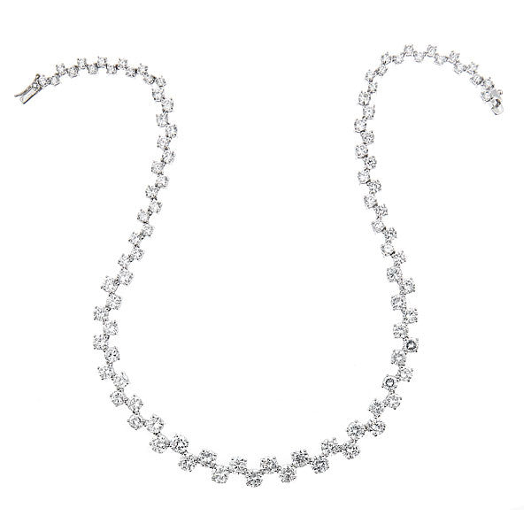silver fancy tennis necklace