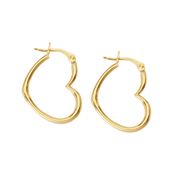 gold heart hoops