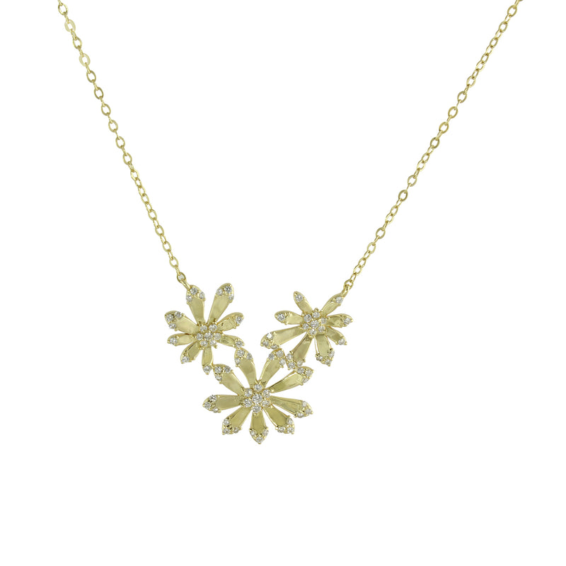 Gold flower trio necklace