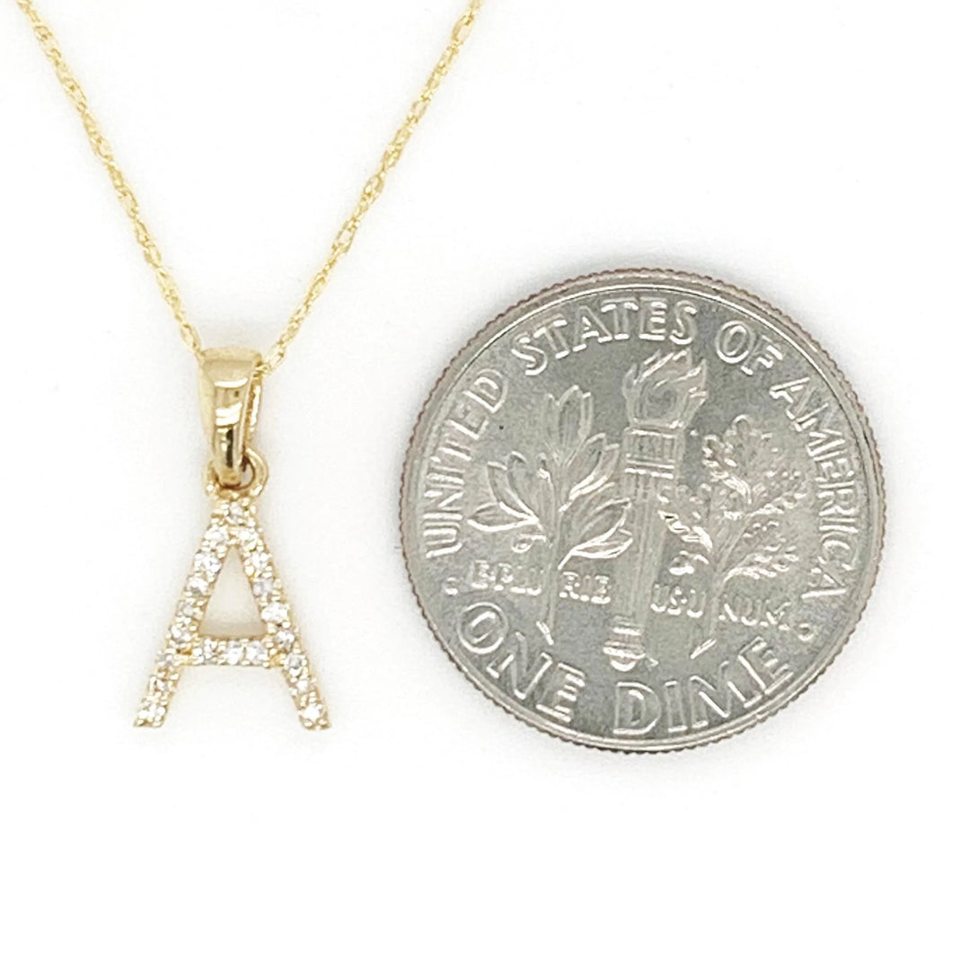 14K GOLD &amp; DIAMOND MINI INITIAL NECKLACE