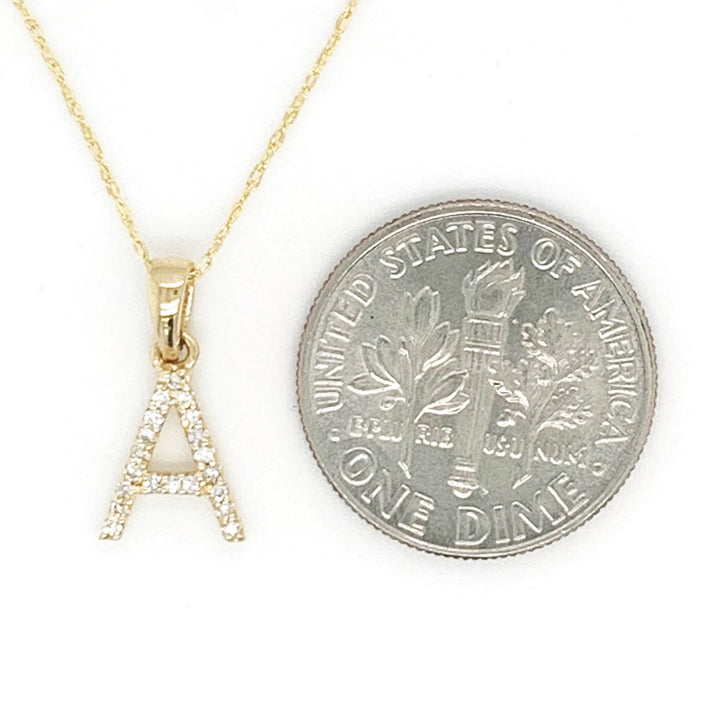 14K GOLD &amp; DIAMOND MINI INITIAL NECKLACE