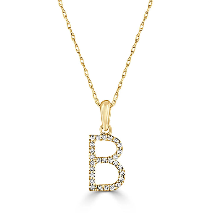 14k small diamond initial necklace