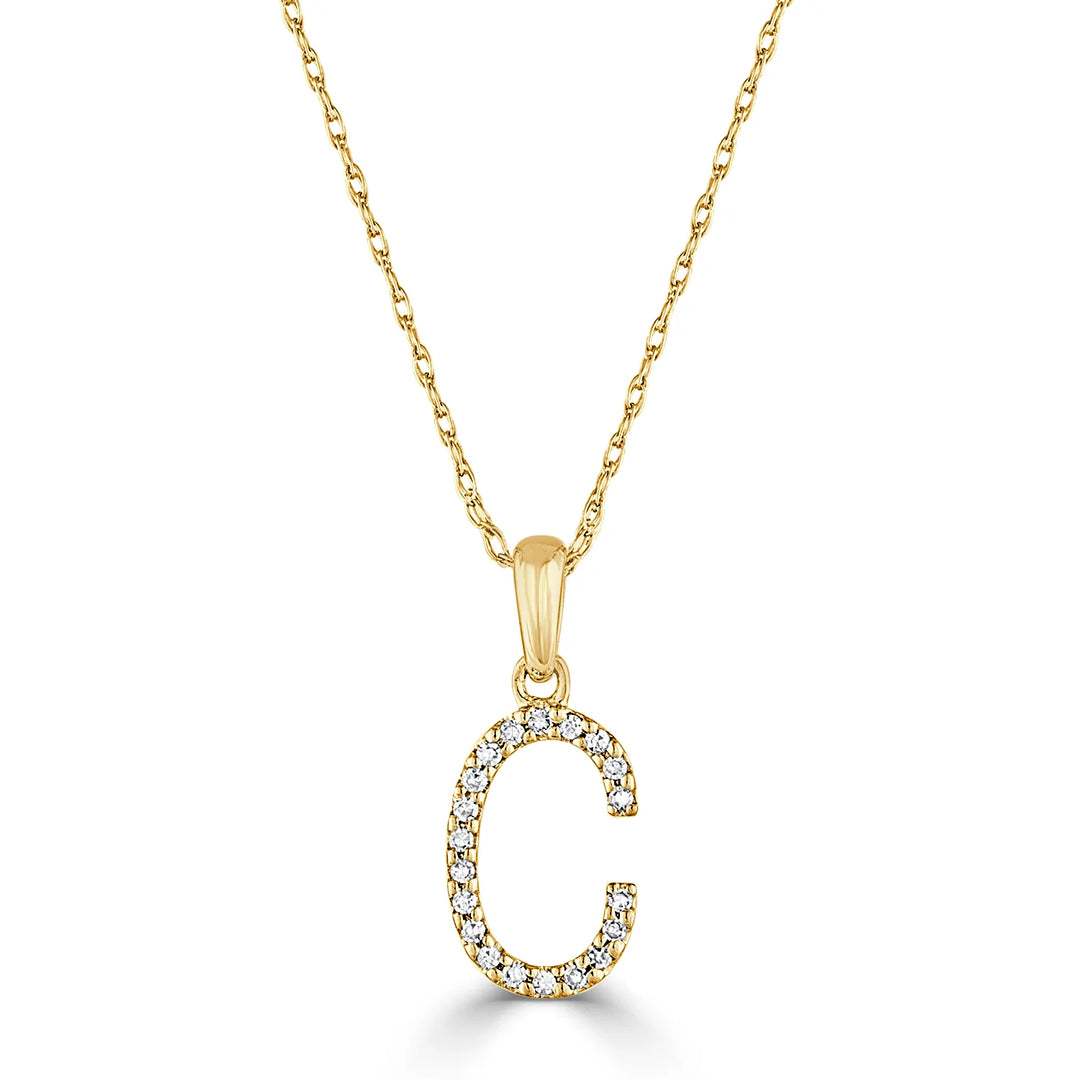 14K GOLD &amp; DIAMOND MINI INITIAL NECKLACE