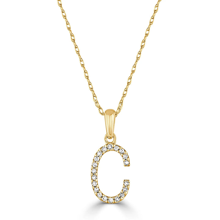 14K GOLD &amp; DIAMOND MINI INITIAL NECKLACE