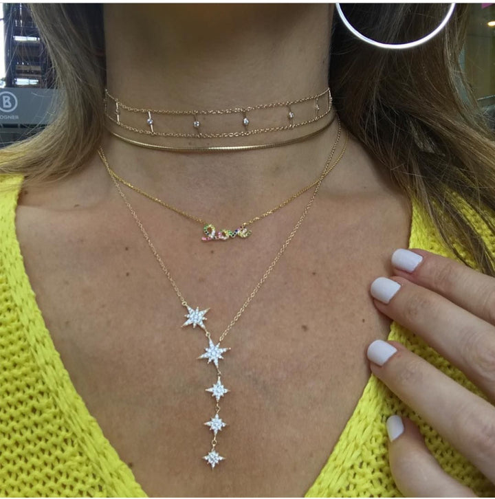 colored stones love necklace