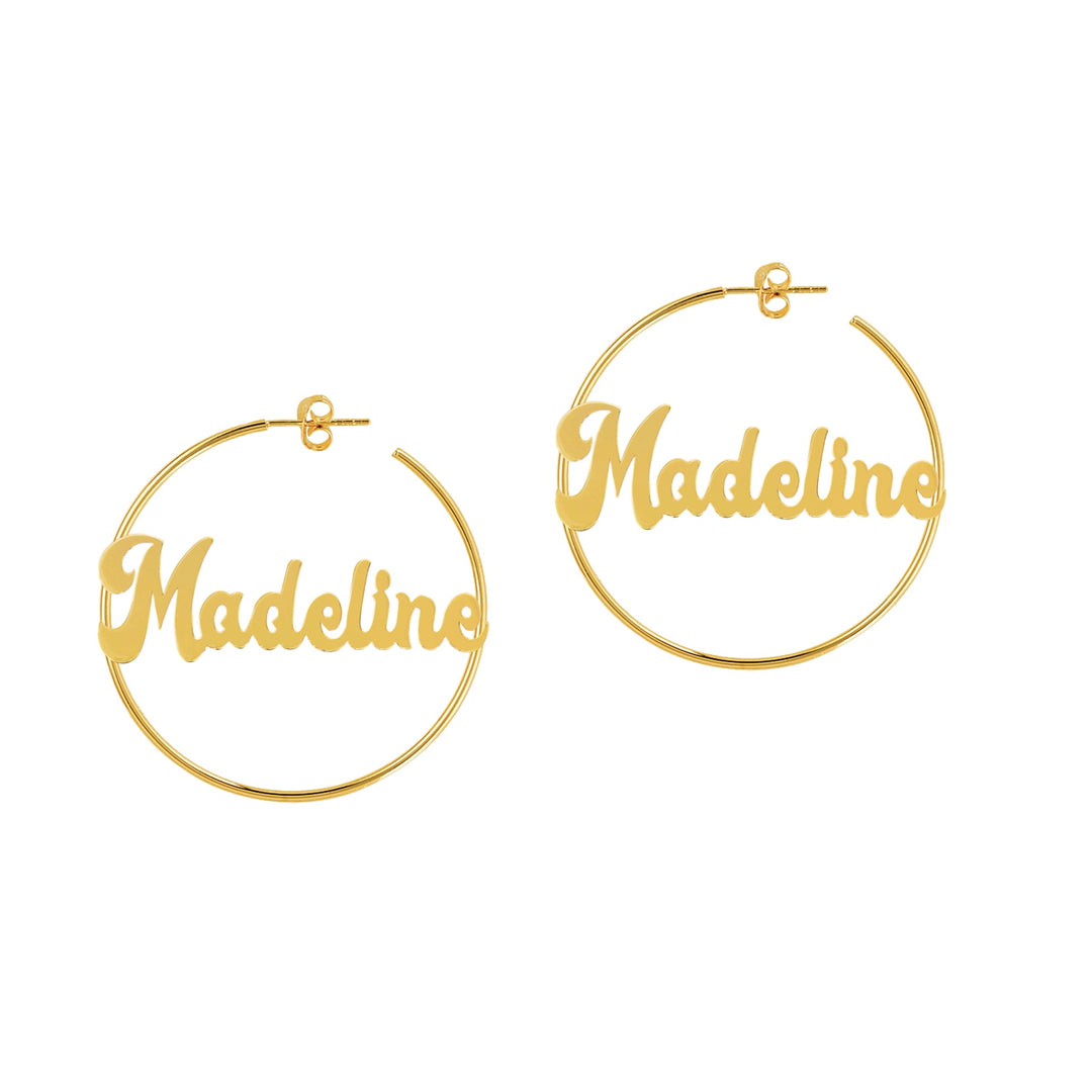name hoop earrings
