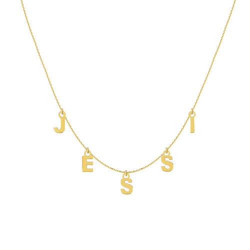 14k gold hanging name necklace 