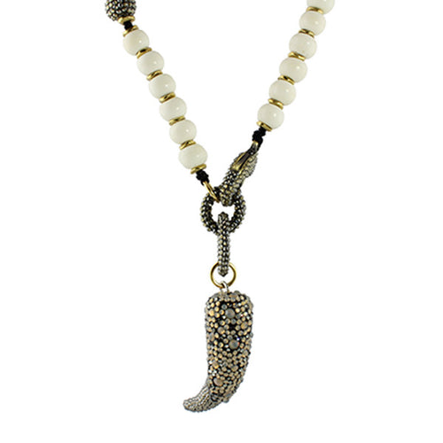 ivory long horn necklace 