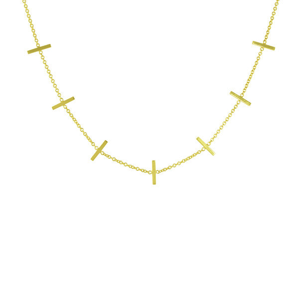 14k GOLD 7 STAPLE NECKLACE