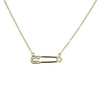 Sterling silver with vermeil gold, safety pin necklace with cz pave on 16-18" adjustable chain