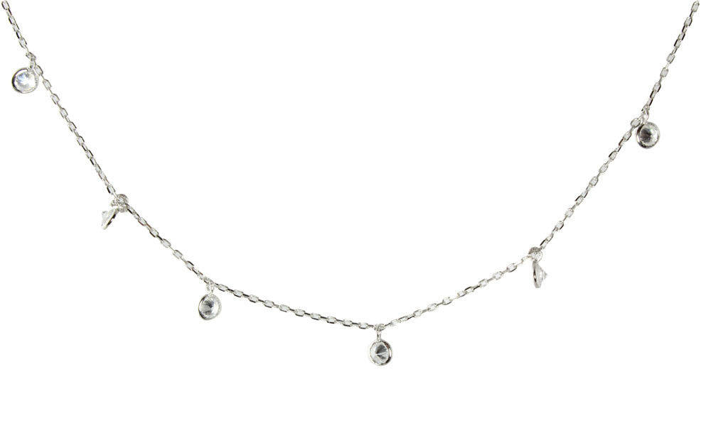 Silver hanging diamonds choker 