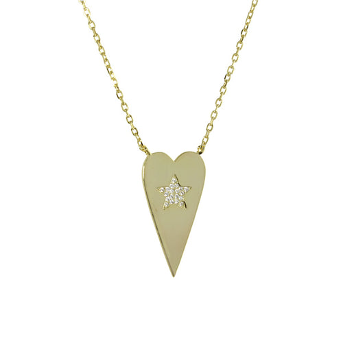 gold heart with star necklace 