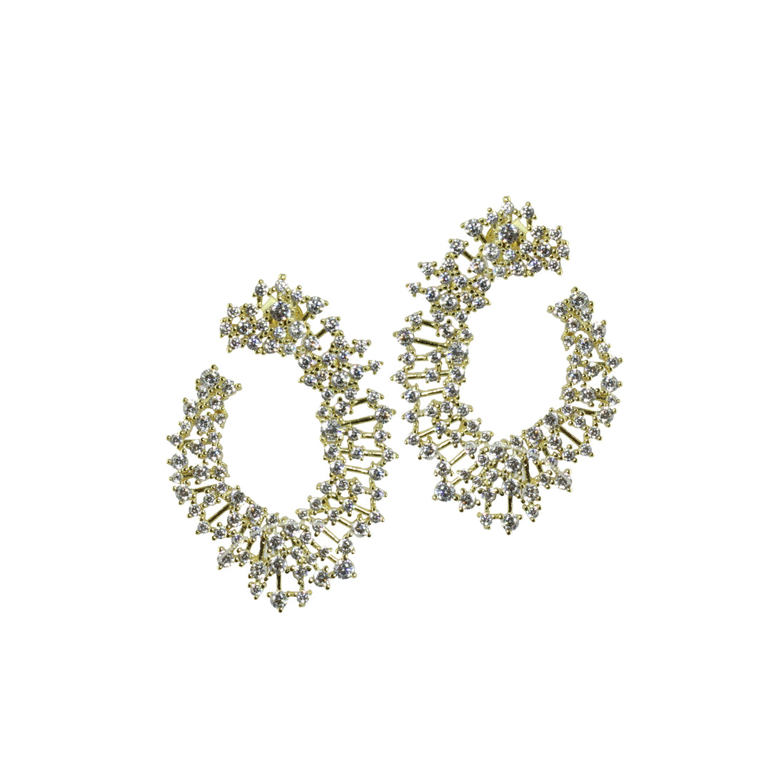 Cluster open hoop earrings