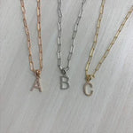 14K GOLD DIAMOND INITIAL PAPERCLIP NECKLACE