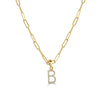 diamond initial paperclip necklace