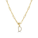 14K GOLD DIAMOND INITIAL PAPERCLIP NECKLACE