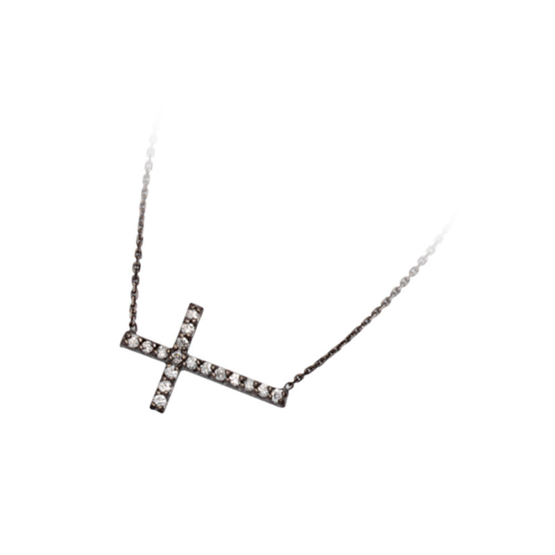 DIAMOND SIDEWAYS CROSS - adammarcjewels