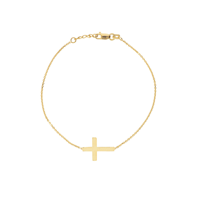 gold sideways cross bracelet