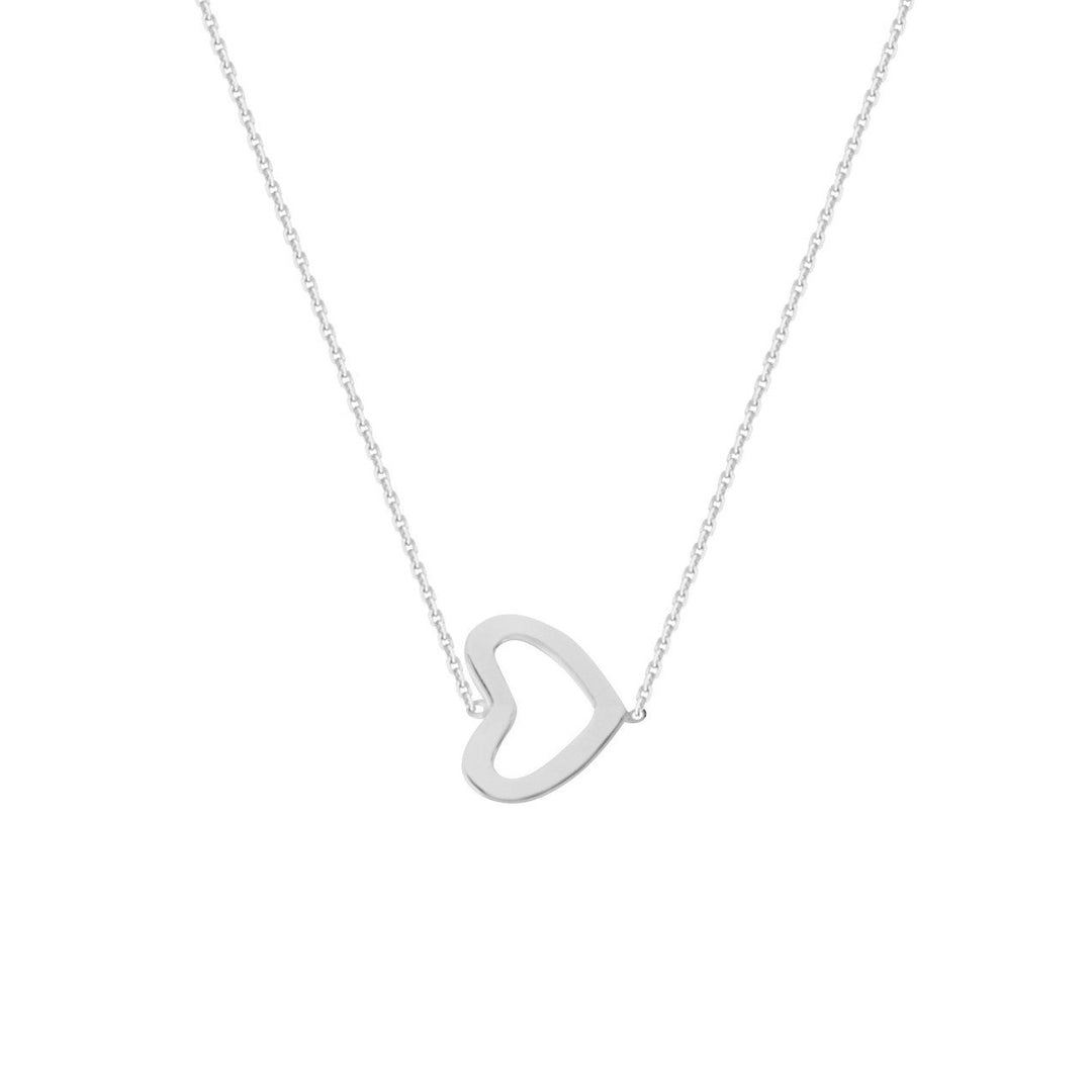 white gold sideways heart necklace 