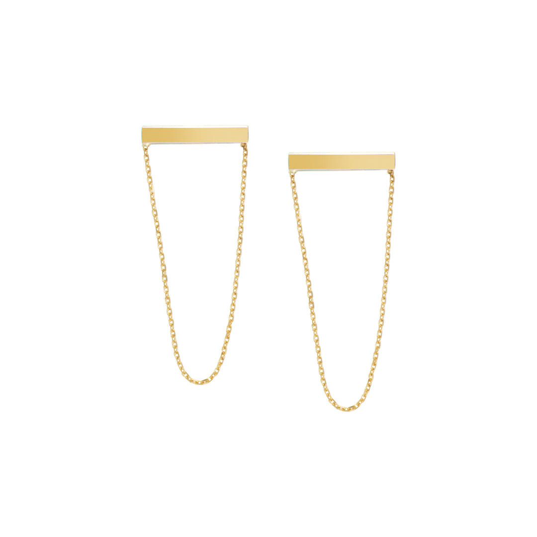 BAR & DROPPED CHAIN EARRINGS 14K - adammarcjewels