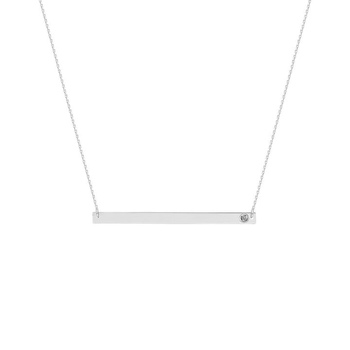 14K THIN GOLD &amp; DIAMOND BAR NECKLACE - adammarcjewels