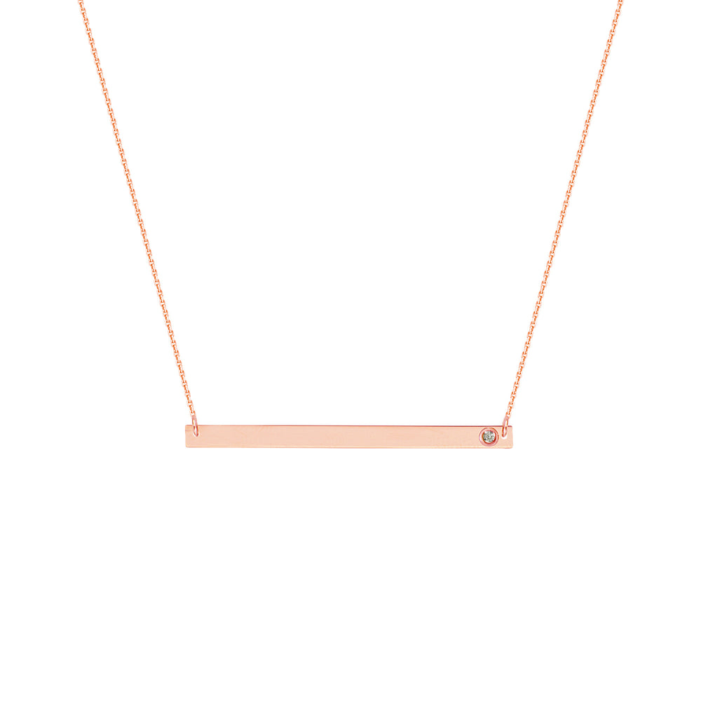 14K THIN GOLD & DIAMOND BAR NECKLACE - adammarcjewels