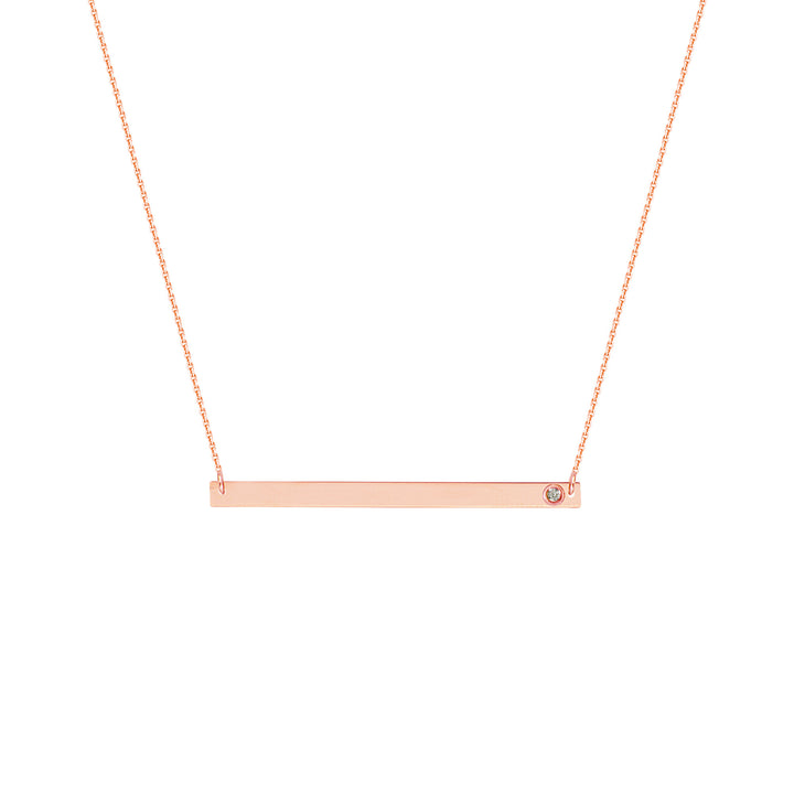 14K THIN GOLD &amp; DIAMOND BAR NECKLACE - adammarcjewels
