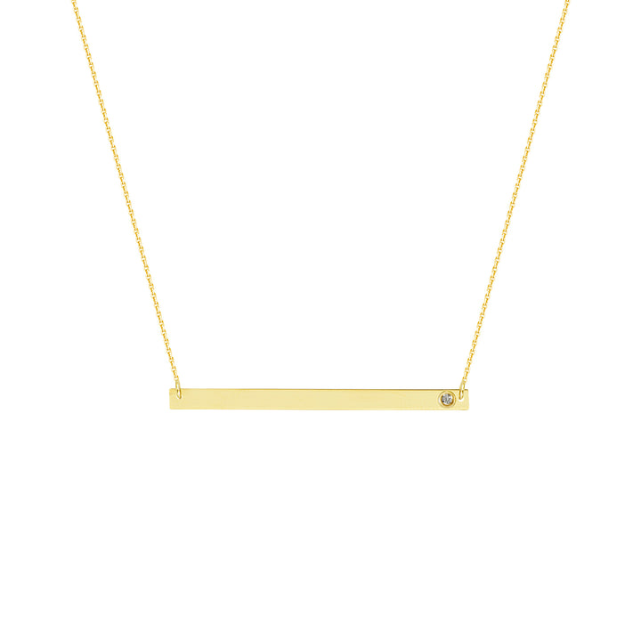 14K THIN GOLD &amp; DIAMOND BAR NECKLACE - adammarcjewels