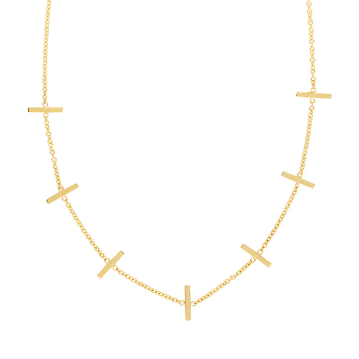 14k GOLD 7 STAPLE NECKLACE