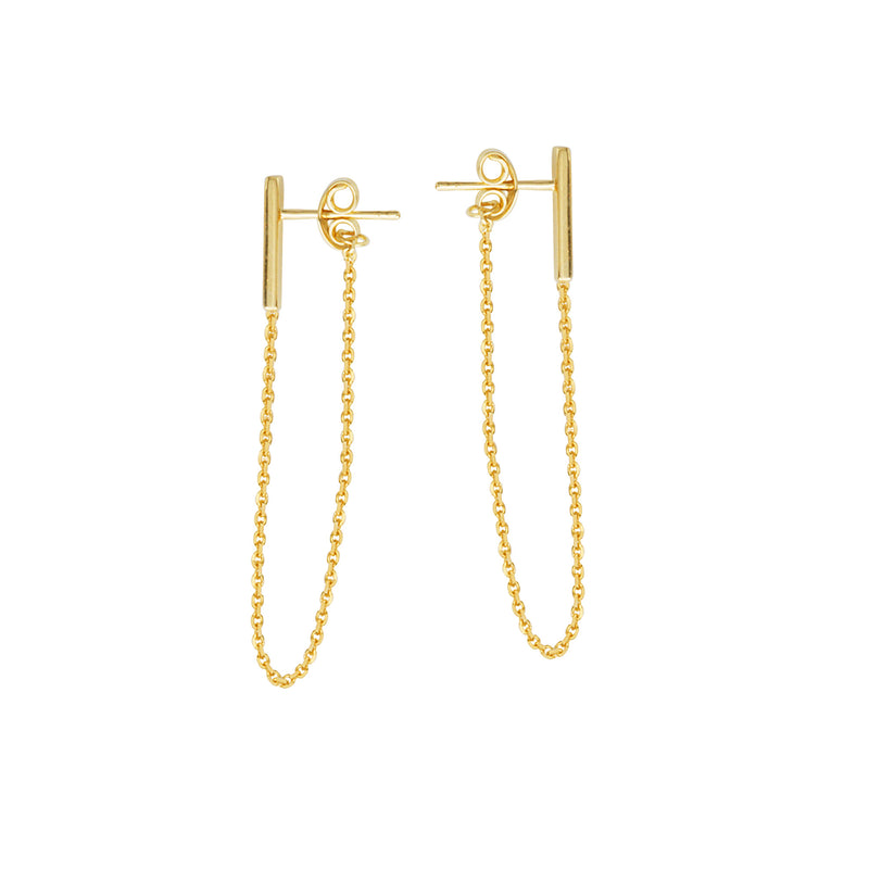 gold front to back earrings 