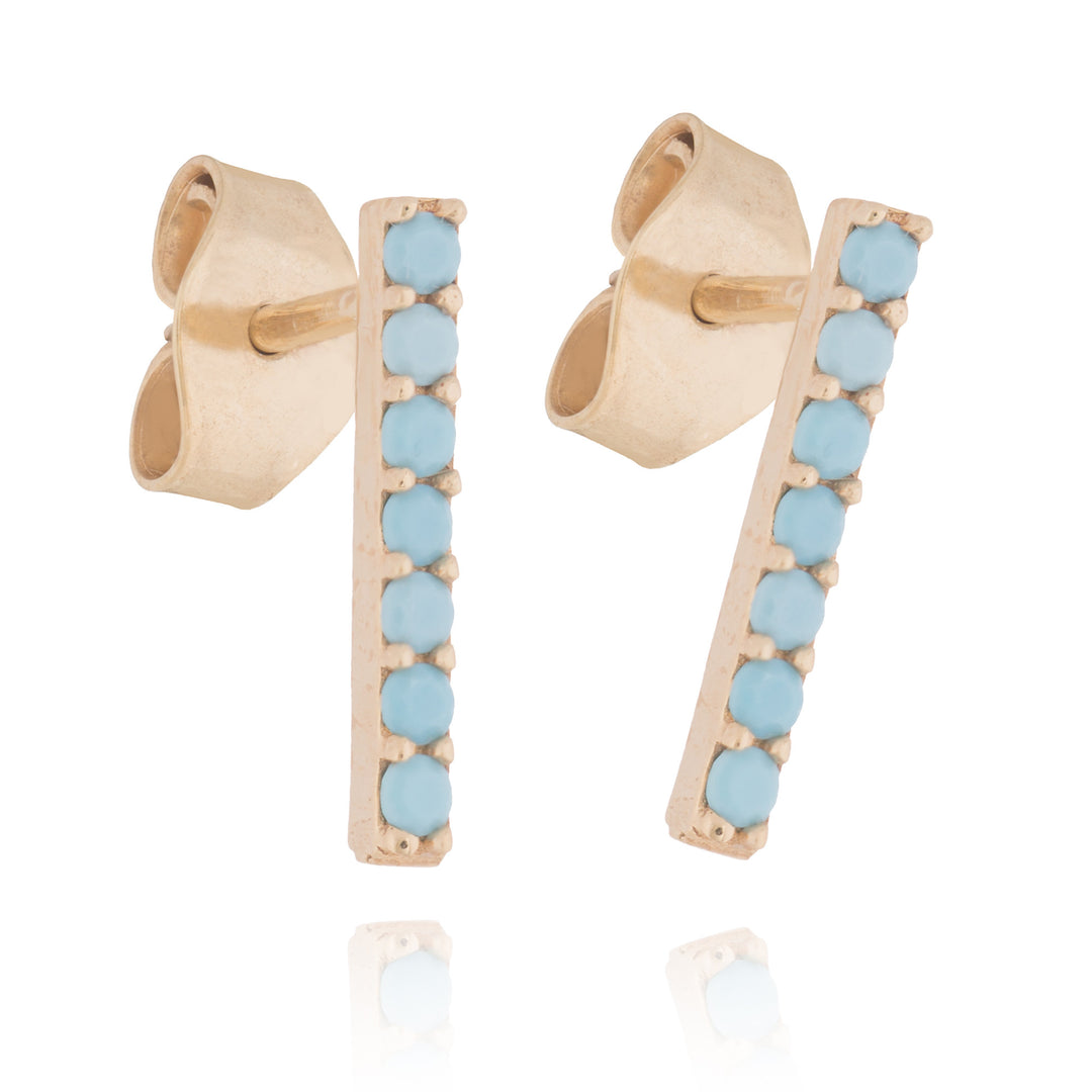 14K TURQUOISE BAR STUDS