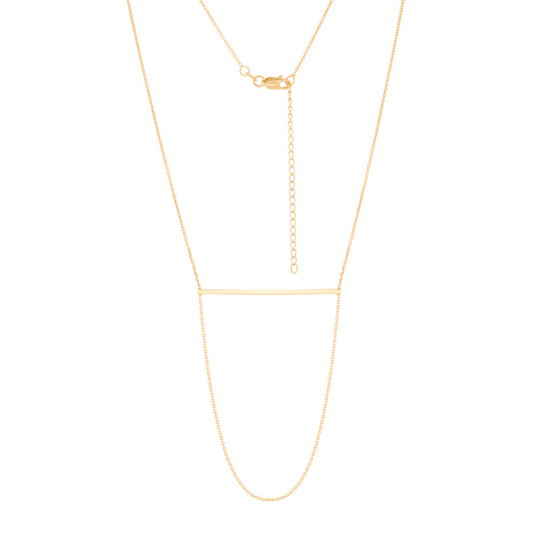 BAR WITH DROPPED CHAIN NECKLACE 14K - adammarcjewels