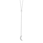 WHITE GOLD MOON LARIAT NECKLACE 