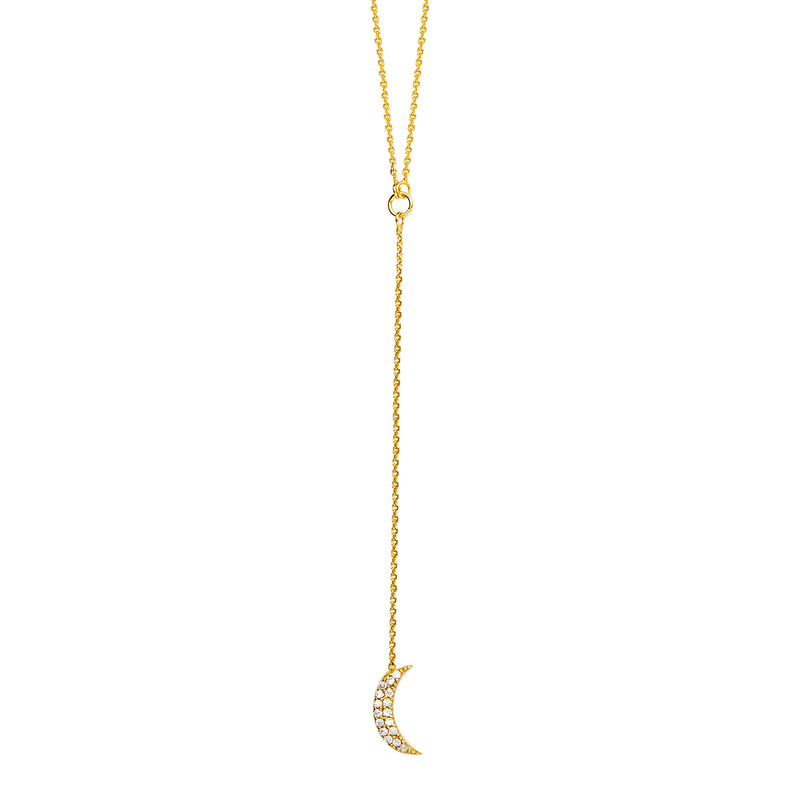 gold moon lariat necklace