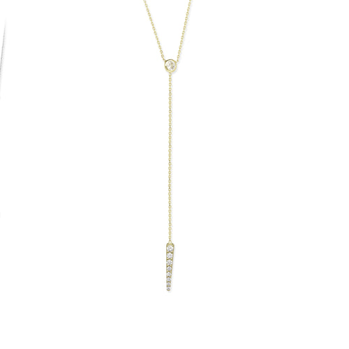 14K GOLD SPIKE LARIAT NECKLACE