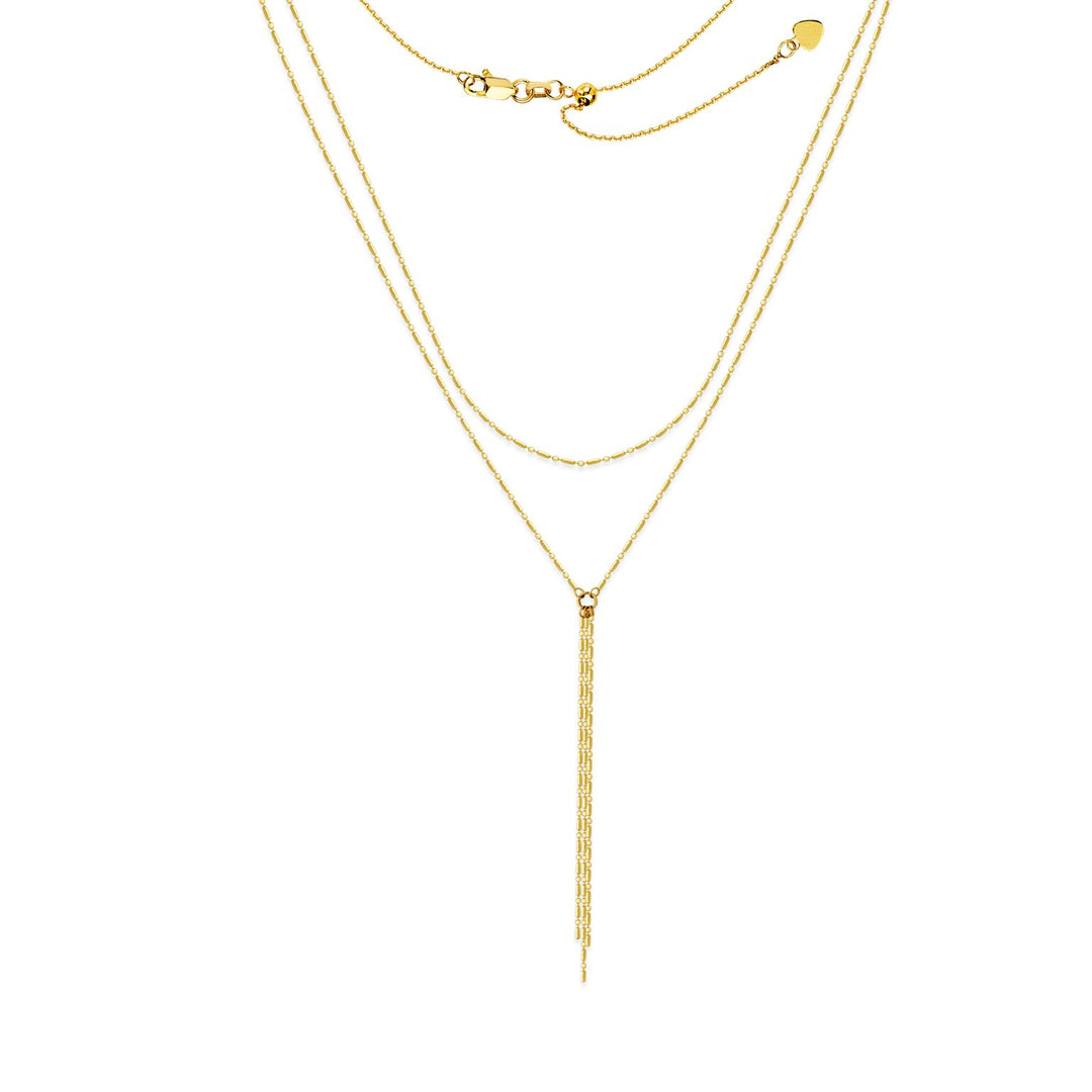 GOLD DOUBLE CHAIN LARIAT 14K - adammarcjewels