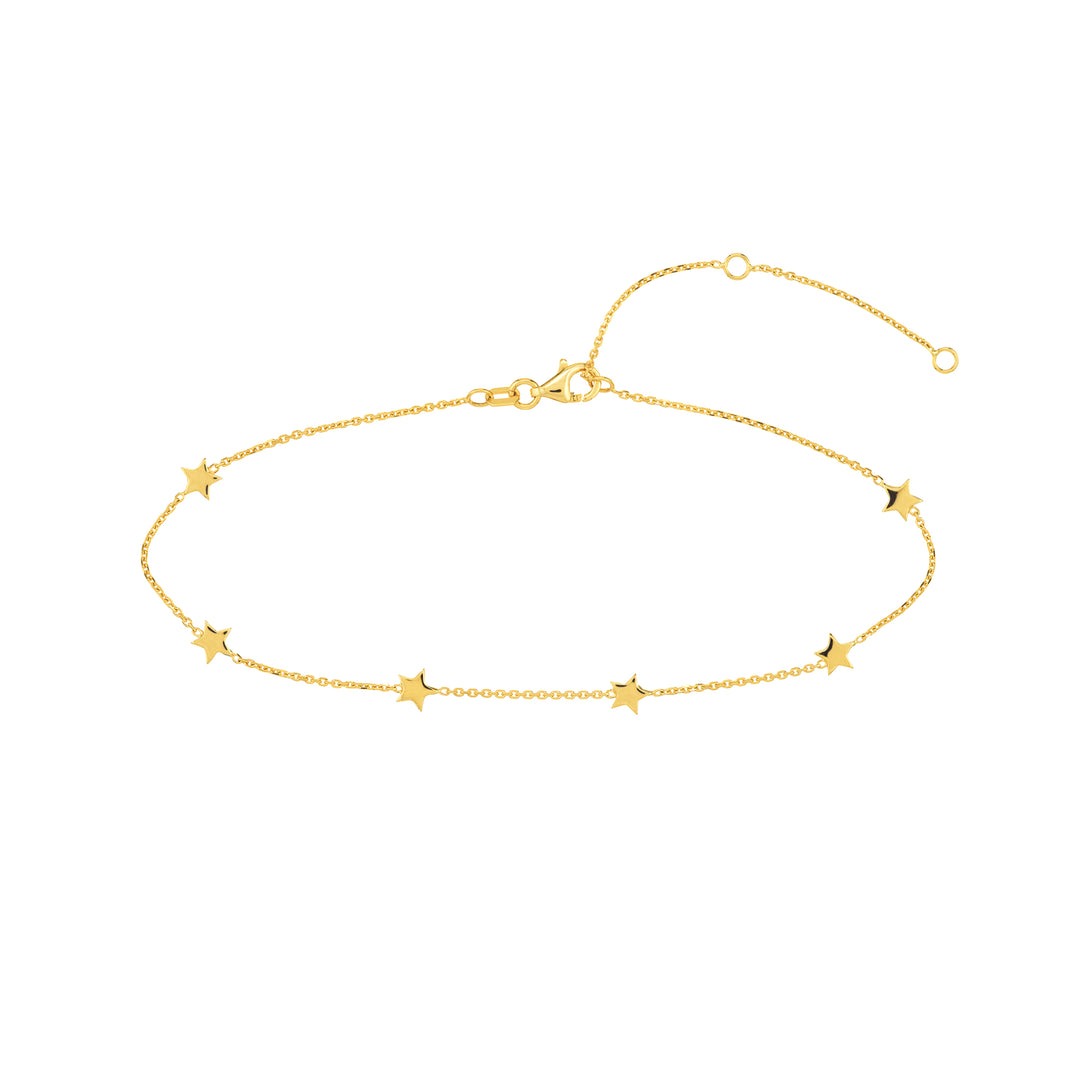 14k gold star anklet